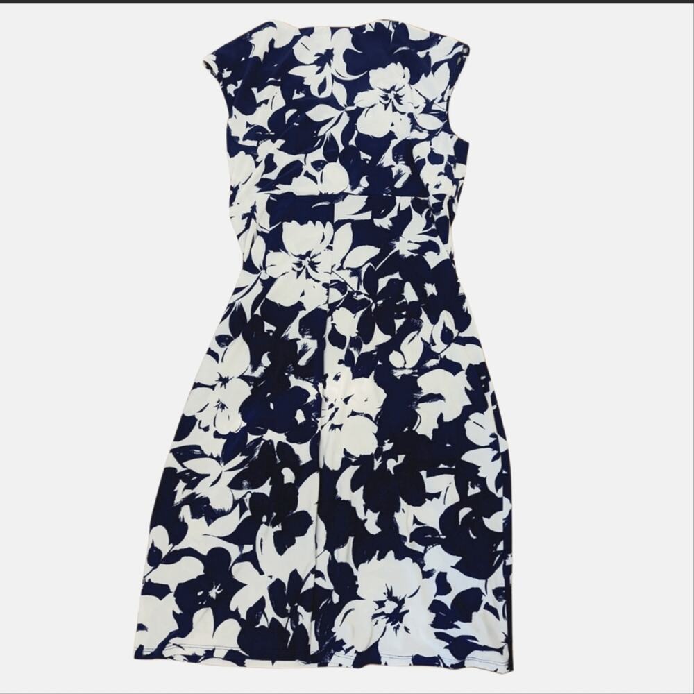 Lauren Ralph Lauren Classic Preppy Floral Faux Wrap, Ruched Midi Dress - Picture 2 of 4